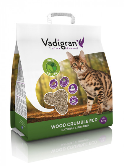 Litière pour chat Wood Crumble 4.3kg Vadigran