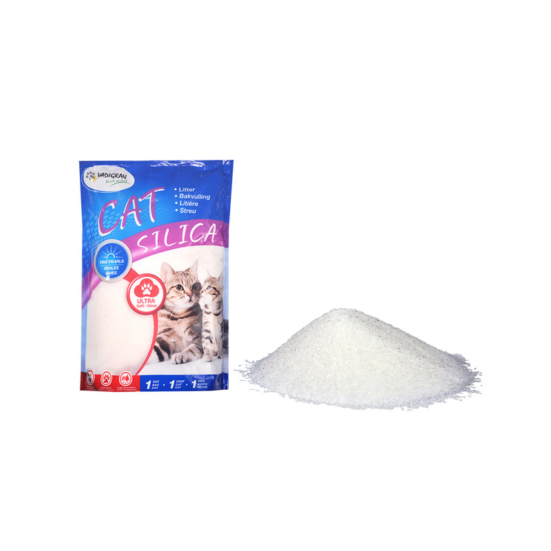 Litière pour chat Silica perles fines 2kg Vadigran