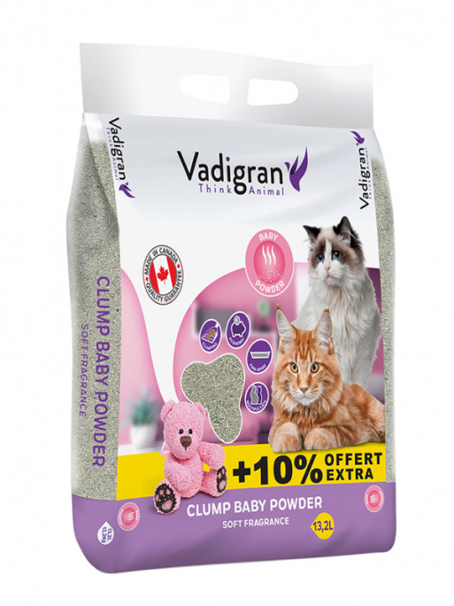 Litière pour chat Bentonite Babypowder 12kg Vadigran
