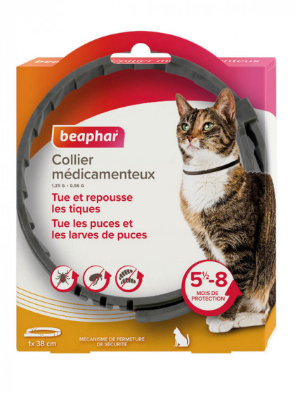 Collier médicamenteux 1.25g + 056g chat Beaphar