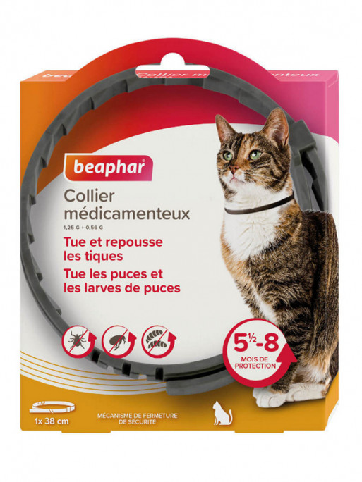 Collier médicamenteux 1.25g + 056g chat Beaphar