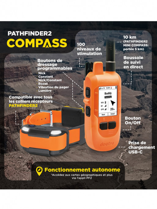 Pack de dressage et repérage Pathfinder 2 Mini Compass Dogtra