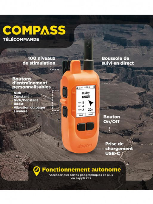 Pack de dressage et repérage Pathfinder 2 Mini Compass Dogtra