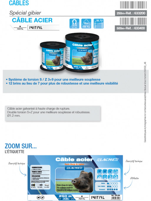 Câble en acier 250m Lacmé