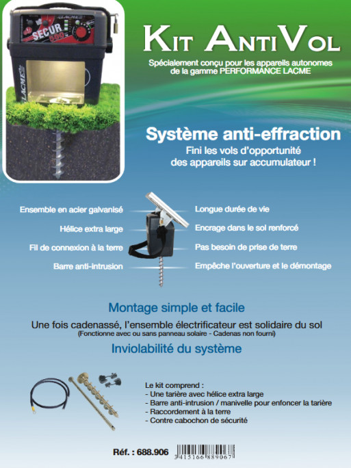 Kit antivol tariere+manivelle Lacmé