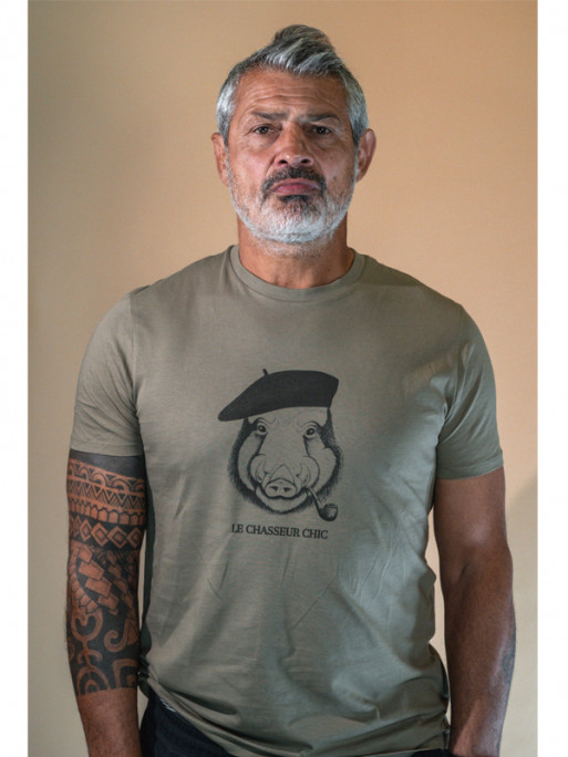 T-shirt Sanglier avec pipe Le Chasseur Chic