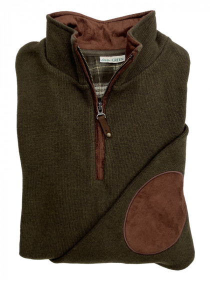 Sweat col zippé + coudes Lovergreen