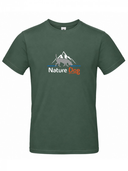 T-shirt chien avec logo et trait bleu Nature Dog