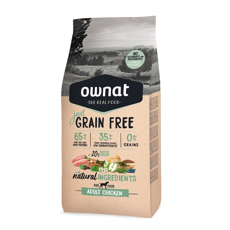 Croquettes Just Grain Free Adult Chicken Ownat 14kg