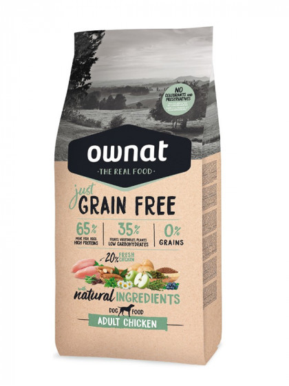 Croquettes Just Grain Free Adult Chicken Ownat 14kg