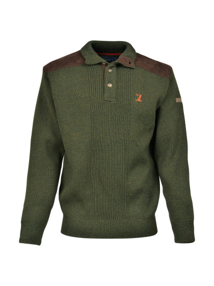 Pull Chasse Percussion Brode Col Cheminee