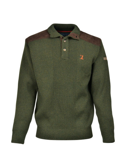 Pull Chasse Percussion Brode Col Cheminee