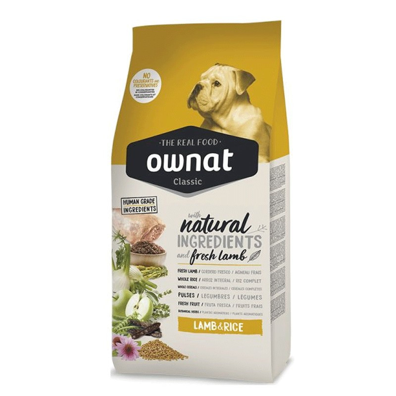 Croquettes pour chiens Classic Lamb & Rice Ownat 4kg