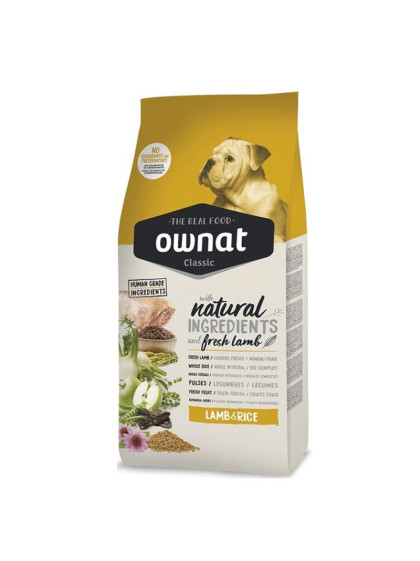 Croquettes pour chiens Classic Lamb & Rice Ownat 4kg