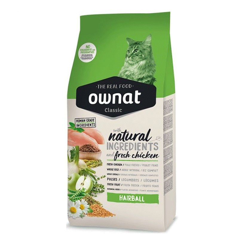Croquettes pour chat Classic HairBall Ownat 4kg