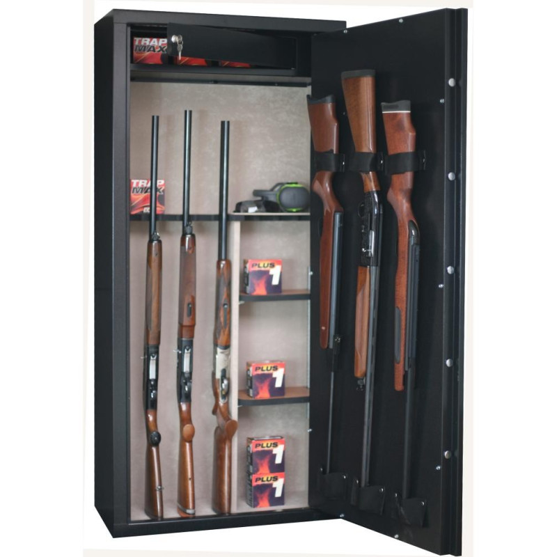 Armoire forte Sentinel 11 armes avec lunette + 3 dans la porte - Coffre intérieur - Étagères amovibles