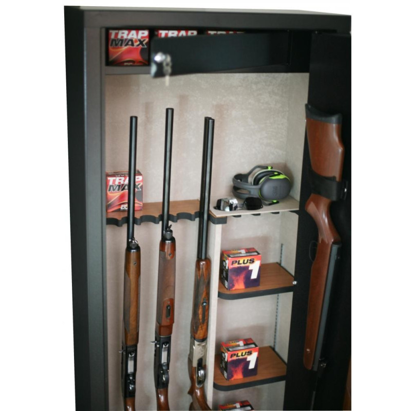 Armoire forte Sentinel 11 armes avec lunette + 3 dans la porte - Coffre intérieur - Étagères amovibles