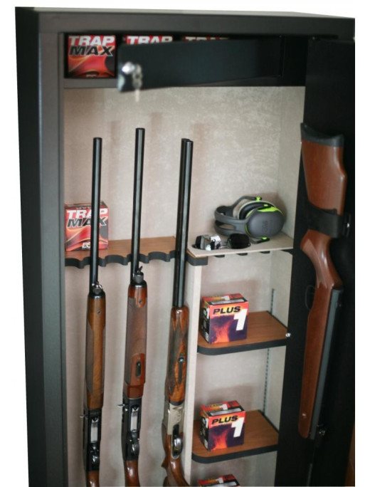 Armoire forte Sentinel 11 armes avec lunette + 3 dans la porte - Coffre intérieur - Étagères amovibles