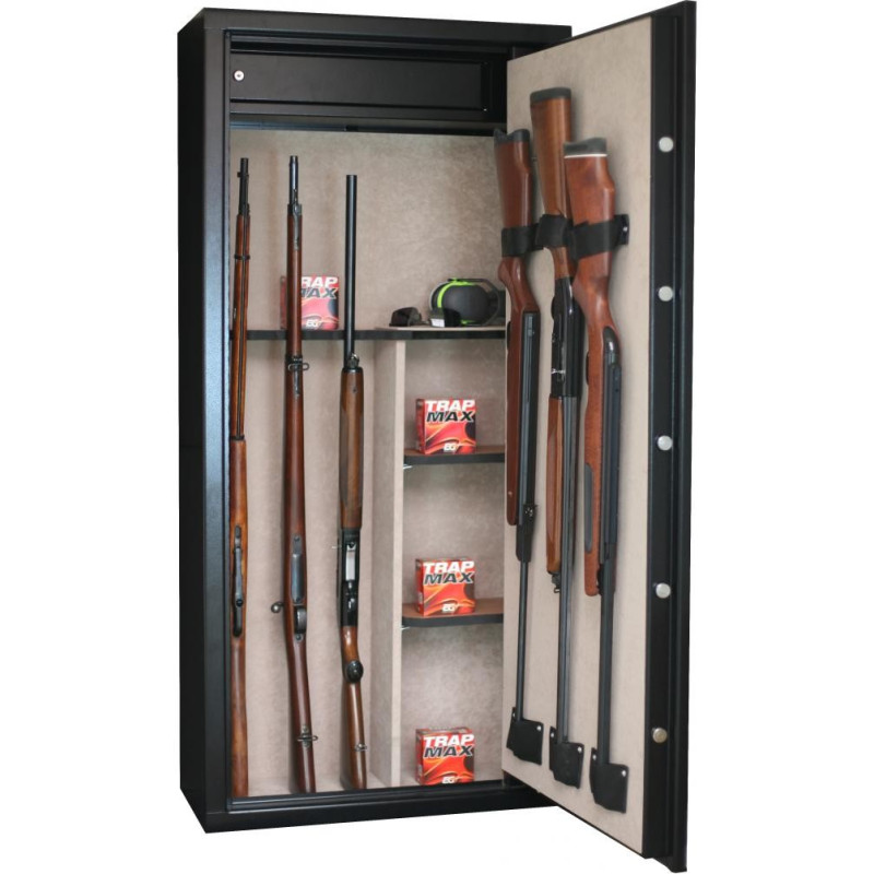 Armoire Forte Classic 11 armes avec lunette + 3 dans la porte - Coffre intérieur - Étagères Amovibles