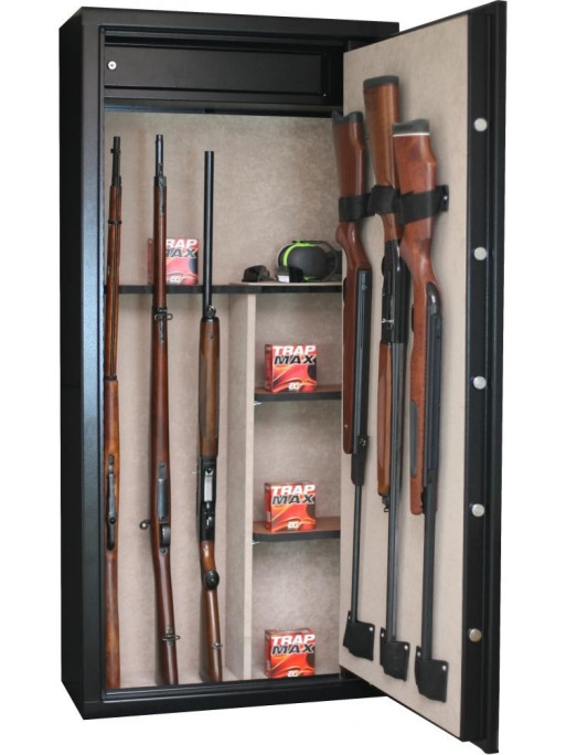Armoire Forte Classic 11 armes avec lunette + 3 dans la porte - Coffre intérieur - Étagères Amovibles