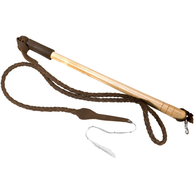 Fouet Taureau Vintage – Manche Bois Cuir Tressé 3,2 M, Cowboy Cosplay
