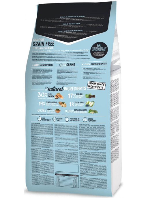 Croquettes pour chien Grain Free Hypoallergenic Salmon Ownat 14 kg Croquettes pour chien Grain Free Hypoallergenic Salmon Ownat 14 kg