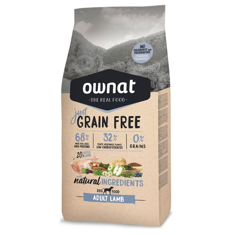 Croquettes pour chien Just Grain Free Adult Lamb Ownat 14 kg