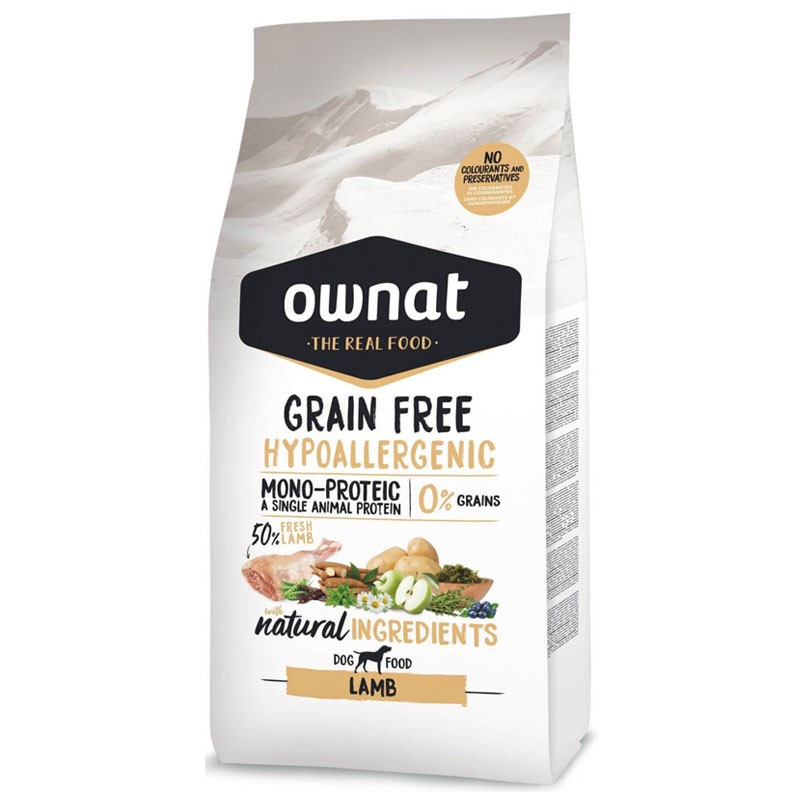 Croquettes pour chien Grain Free Hypoallergenic Lamb Ownat 14 kg