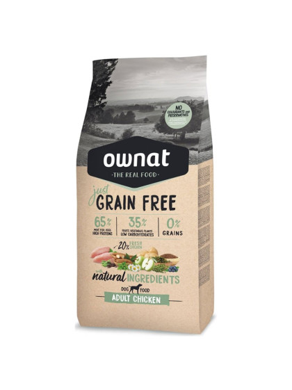 Croquettes pour chien Just Grain Free Adult Chicken Ownat 14 kg