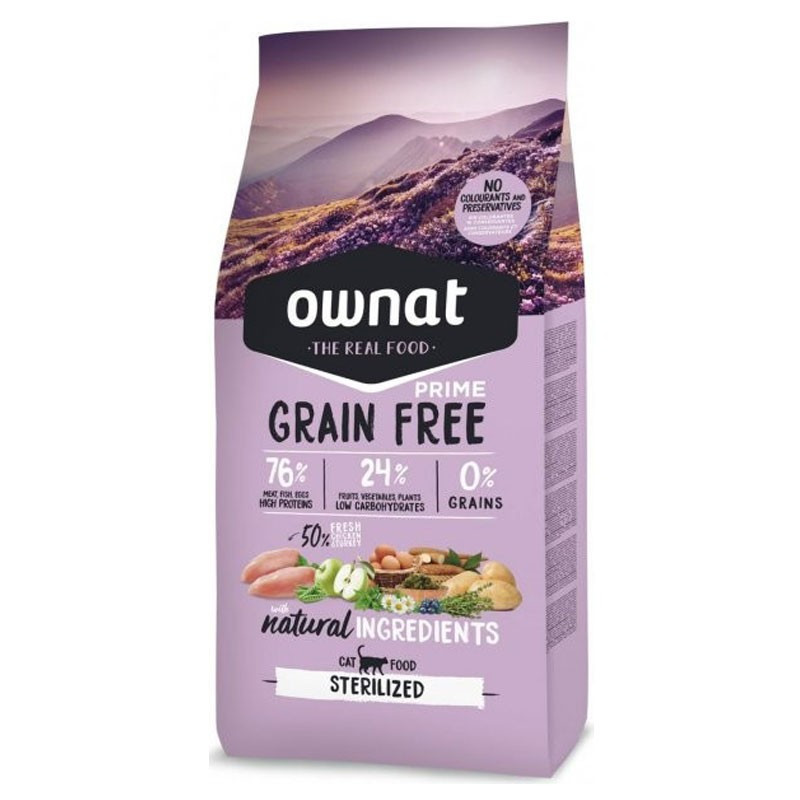 Croquettes chat Grain Free Prime Sterilized Ownat 8 kg