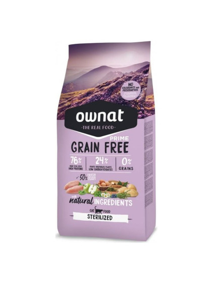 Croquettes chat Grain Free Prime Sterilized Ownat 3 kg