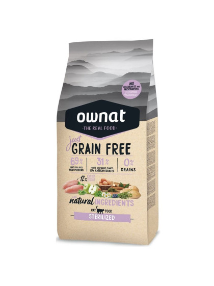 Croquettes chat Just Grain Free Sterilized Ownat 8 kg