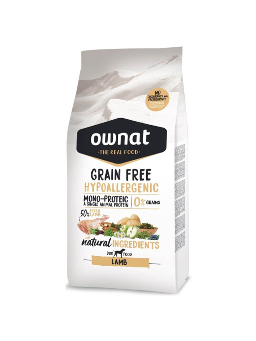 Croquettes pour chien Grain Free Hypoallergenic Lamb Ownat 14 kg