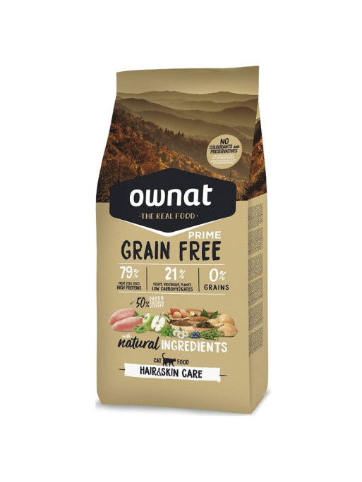 Croquettes chat Grain Free Prime Hair&Skin Care Ownat 3Kg