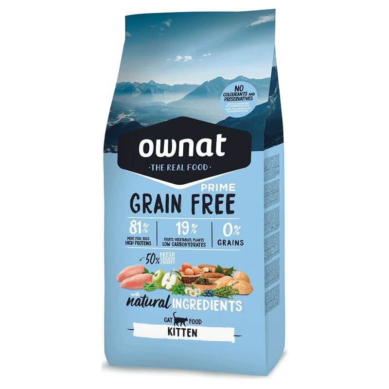 Croquettes Chat Grain Free Prime Kitten Ownat 3Kg