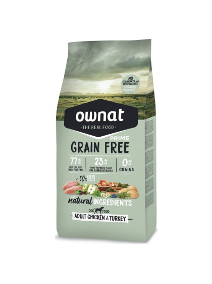 Croquettes Grain Free Prime Adult Chicken & Turkey Ownat 3kg