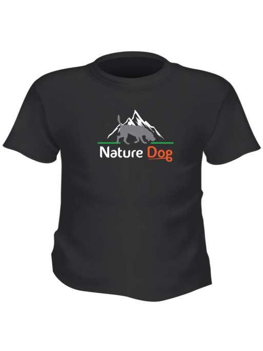 T-shirt Nature Dog homme logo chien et montagne orange