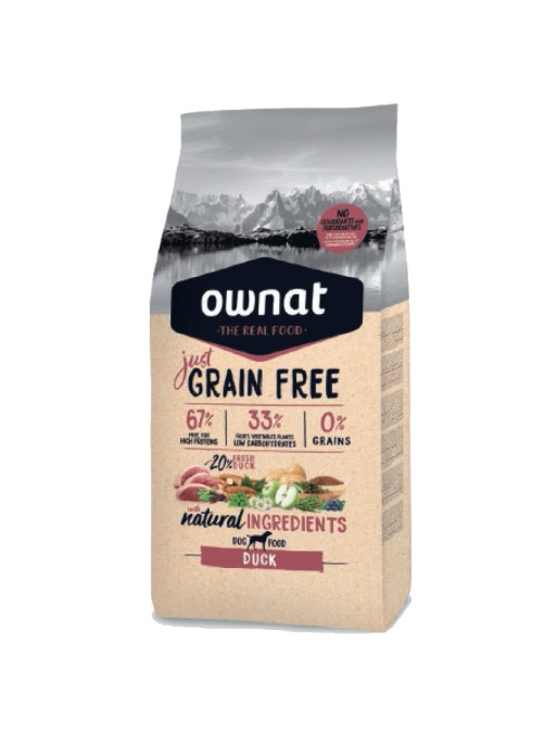 Croquettes Just Grain Free Canard Ownat 3 kg