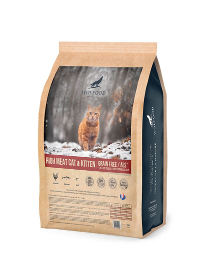 Croquettes High Meat Cat & Kitten Wolfood 10Kg