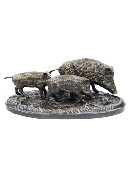 Statuette bronze compagnie de sangliers Januel