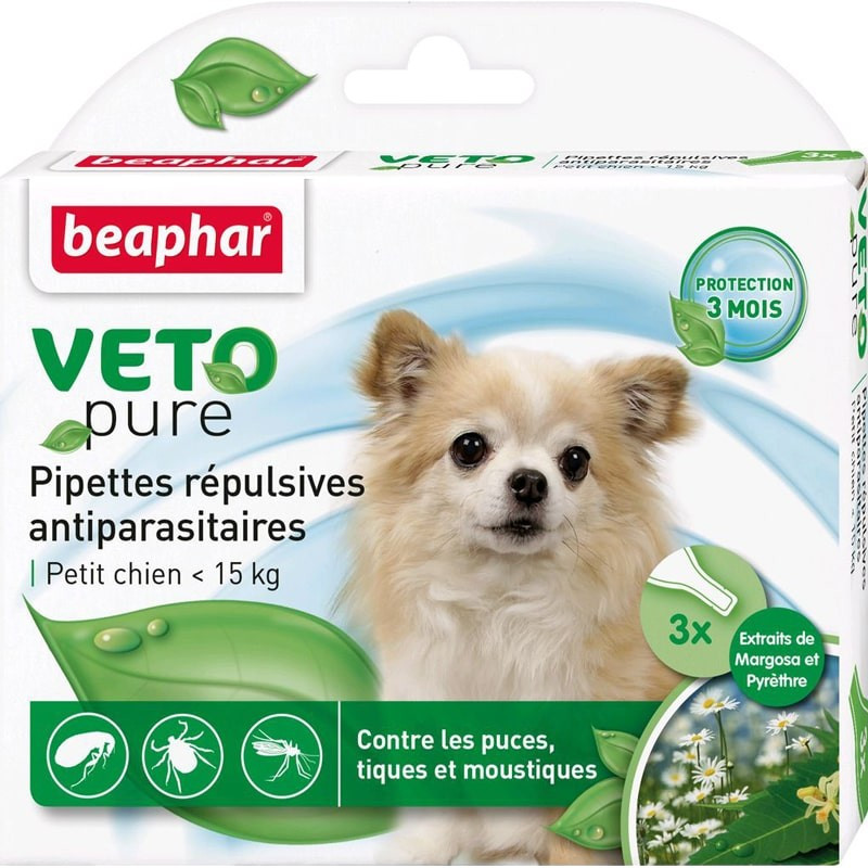 Pipettes repulsives antiparasitaires Vetopure pour chien Béaphar