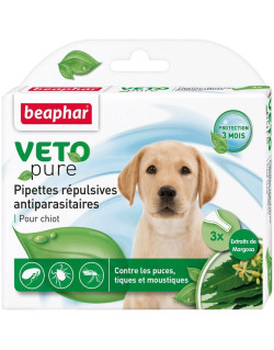 Pipettes répulsives antiparasitaires veto pure pour chiot