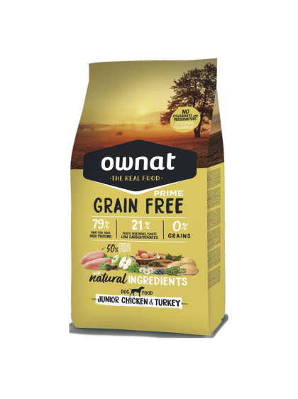 Croquettes Grain Free Prime Junior Chicken & Turkey Ownat 3 kg