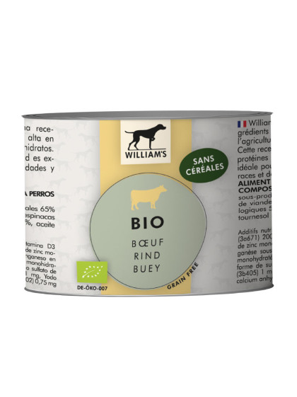 Pâtée Bio William's au Bœuf 200g