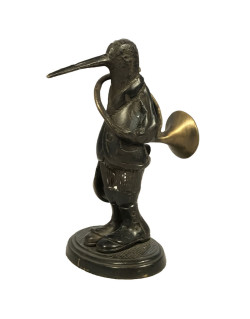 Statuette Bronze Bécasse et sa trompe de chasse