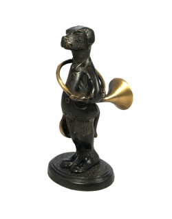 Statuette Bronze Chien et sa trompe de chasse