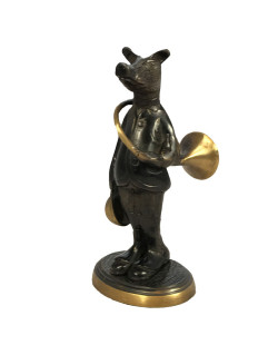 Statuette Bronze Sanglier et sa trompe de chasse