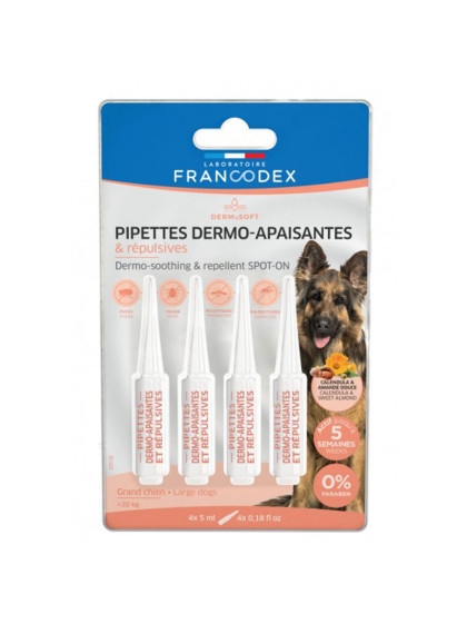 Pipettes Dermo-apaisante et Répulsives Grands Chiens Francodex