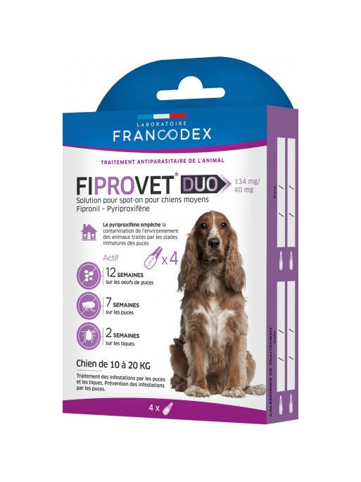 Antiparasitaire pour chien Fiprovet Duo Francodex