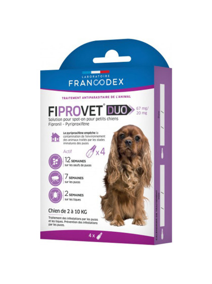 Antiparasitaire pour petit chien Fiprovet Duo Francodex